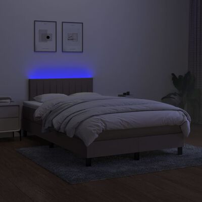 vidaXL Cama box spring con colchón y LED tela gris taupe 120x200 cm