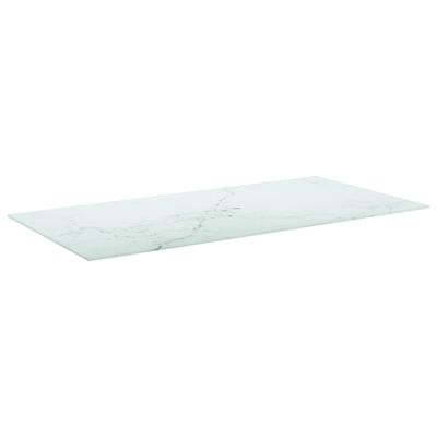 vidaXL Tablero mesa diseño mármol vidrio templado blanco 100x50 cm 6mm