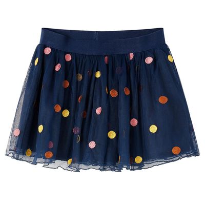 Falda infantil de tul con lunares azul marino 92