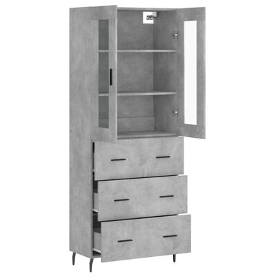 vidaXL Aparador alto madera contrachapada gris hormigón 69,5x34x180 cm