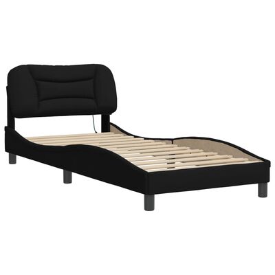 vidaXL Estructura de cama con luces LED tela negro 80x200 cm