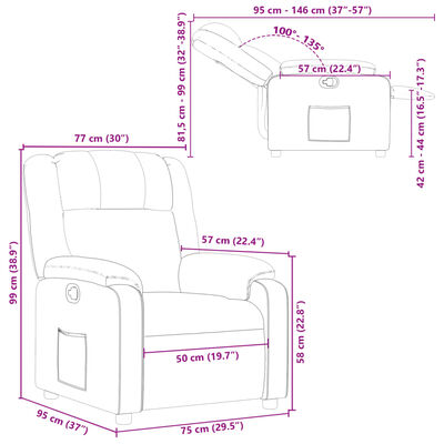 vidaXL Sillón reclinable de cuero sintético negro