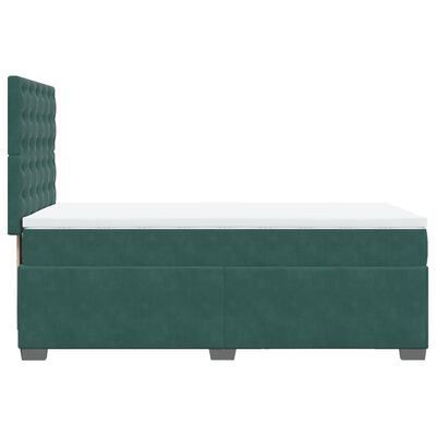 vidaXL Cama box spring con colchón terciopelo verde oscuro 90x190 cm