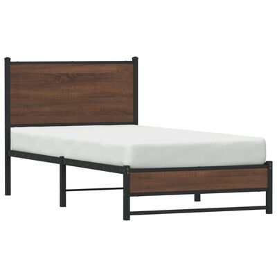 vidaXL Estructura de cama sin colchón metal marrón roble 90x200 cm