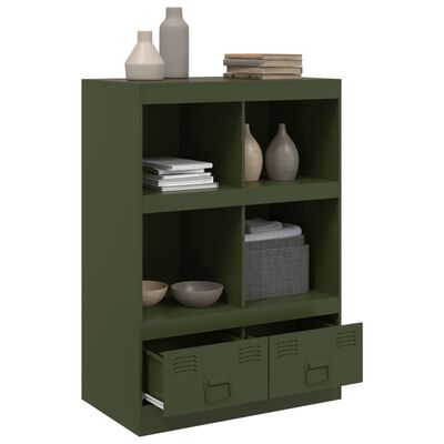 vidaXL Aparador de acero verde oliva 67x39x95 cm