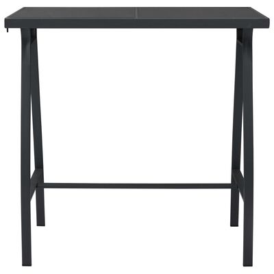 vidaXL Mesa alta de jardín vidrio templado negro 110x60x110 cm