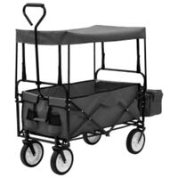 vidaXL Carrito de mano plegable de acero con capota gris