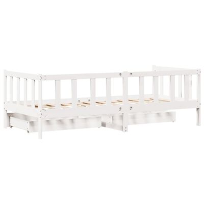 vidaXL Sofá cama con cajones madera maciza de pino blanca 90x190 cm