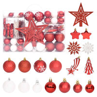 vidaXL Juego de adornos de navidad de 108 piezas rojo y blanco