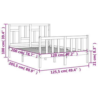 vidaXL Estructura de cama con cabecero madera maciza blanco 120x200 cm