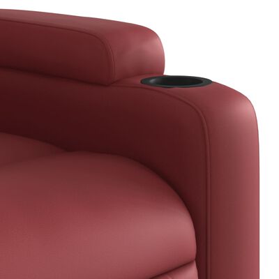 vidaXL Sillón de masaje reclinable de cuero artificial rojo tinto