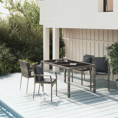 vidaXL Set comedor de jardín 5 piezas con cojines ratán sintético gris