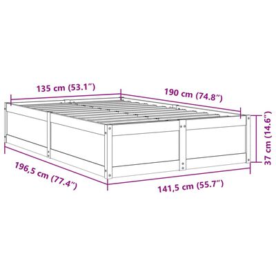 vidaXL Estructura de cama sin colchón madera maciza de pino 135x190 cm