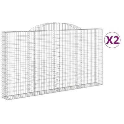 vidaXL Cestas de gaviones 2 uds forma de arco hierro 300x30x160/180 cm