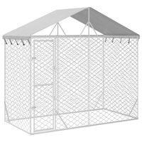 vidaXL Perrera exterior con toldo acero galvanizado plata 3x1,5x2,5 m