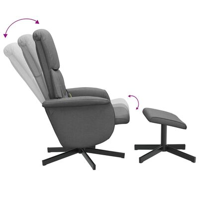 vidaXL Sillón reclinable de masaje con reposapiés tela gris oscuro