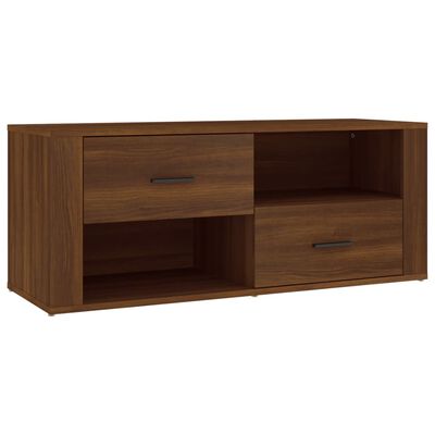 vidaXL Mueble TV madera contrachapada color marrón roble 100x35x40 cm