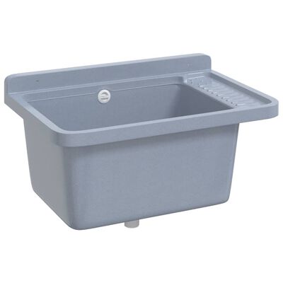 vidaXL Fregadero lavabo de pared resina gris 60x40x28 cm