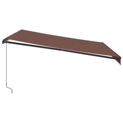 vidaXL Toldo retráctil manual con luces LED marrón 400x350 cm