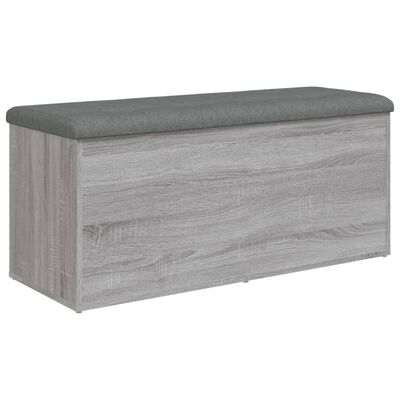 vidaXL Banco con almacenaje madera ingeniería gris Sonoma 102x42x45 cm