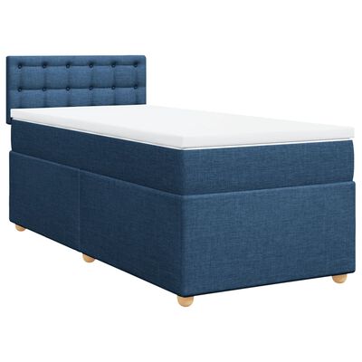 vidaXL Cama box spring con colchón tela azul 80x200 cm