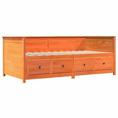 vidaXL Sofá cama de madera maciza de pino marrón cera 100x200 cm