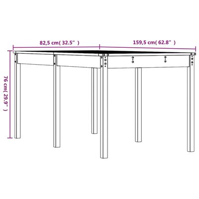 vidaXL Mesa de jardín madera maciza Douglas 159,5x82,5x76 cm