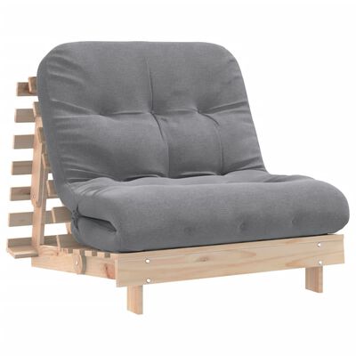 vidaXL Futón sofá cama con colchón madera maciza de pino 80x206x11 cm