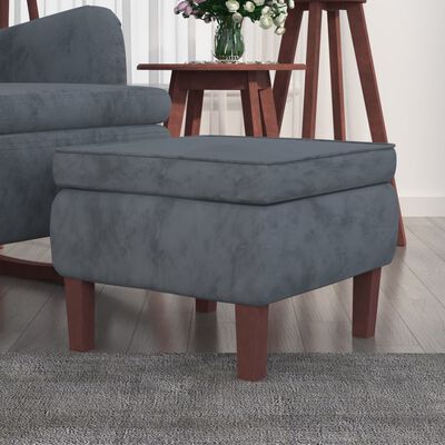 vidaXL Taburete con patas de madera terciopelo gris oscuro