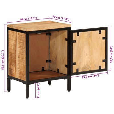 vidaXL Mesita de noche de madera maciza de mango rugosa 40x30x52,5 cm