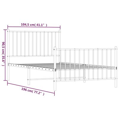 vidaXL Estructura cama sin colchón con estribo metal negro 100x190 cm