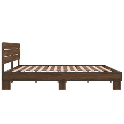 vidaXL Estructura cama madera ingeniería metal marrón roble 180x200 cm