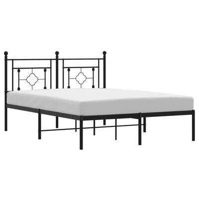 vidaXL Estructura cama sin colchón con cabecero metal negro 135x190 cm