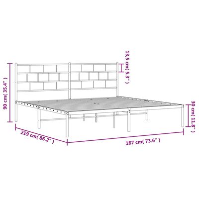 vidaXL Estructura cama sin colchón con cabecero metal negro 183x213 cm