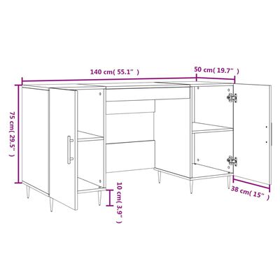 vidaXL Escritorio madera de ingeniería blanco 140x50x75 cm