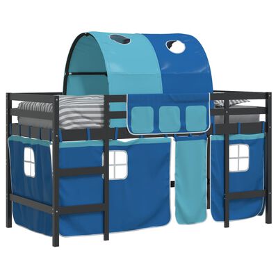 vidaXL Cama alta para niños con túnel madera pino azul 80x200 cm