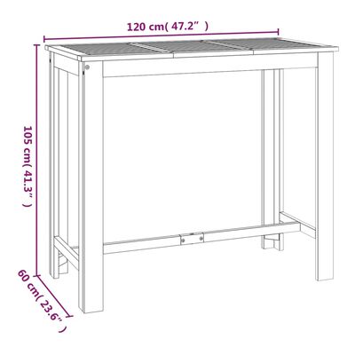 vidaXL Mesa alta de jardín madera maciza de acacia 120x60x105 cm