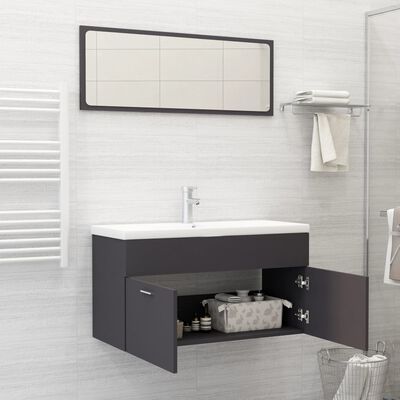 vidaXL Conjunto de muebles de baño 2 piezas madera contrachapada gris