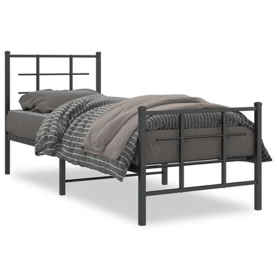 vidaXL Estructura cama sin colchón con estribo metal negro 75x190 cm