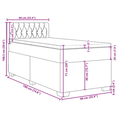 vidaXL Cama box spring con colchón tela azul 90x190 cm