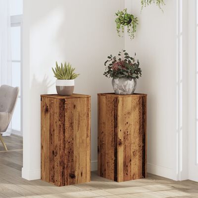 vidaXL Soportes de plantas 2 uds madera roble envejecido 30x30x70 cm