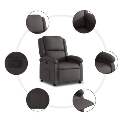 vidaXL Sillón reclinable cuero auténtico marrón oscuro