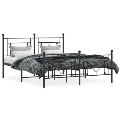 vidaXL Estructura de cama cabecero y estribo metal negro 150x200 cm