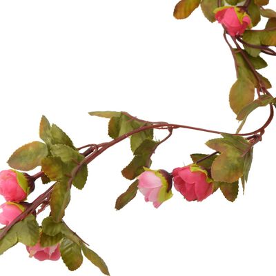 vidaXL Guirnaldas de flores de Navidad 6 uds rosa 215 cm