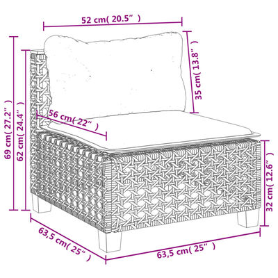 vidaXL Set de muebles de jardín 5 pzas y cojines ratán sintético negro