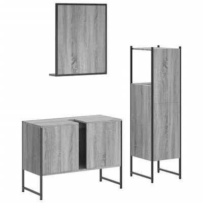 vidaXL Set de muebles de baño 3 pzas madera contrachapada gris sonoma