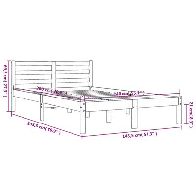 vidaXL Cama sin colchón madera maciza de pino marrón cera 140x200 cm