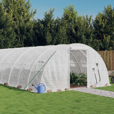 vidaXL Invernadero con estructura de acero blanco 56 m² 14x4x2 m