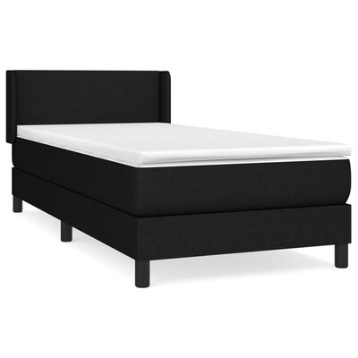 vidaXL Cama box spring con colchón tela negro 80x200 cm