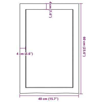 vidaXL Encimera baño madera maciza tratada marrón claro 40x60x(2-6) cm